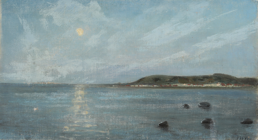 Vista del mar a la luz de la luna. -Michael Peter Ancher