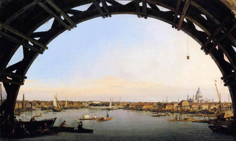 Vista del Támesis y de la ciudad bajo un arco del Puente de Westminster - Canaletto