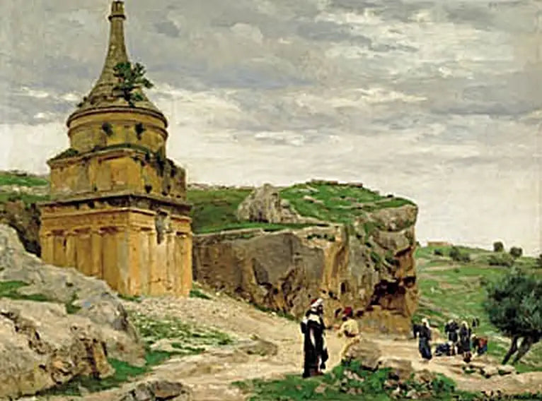Vista del valle de Cedrón con la tumba de Absalón, cerca de Jerusalén. - H. A. Brendekilde