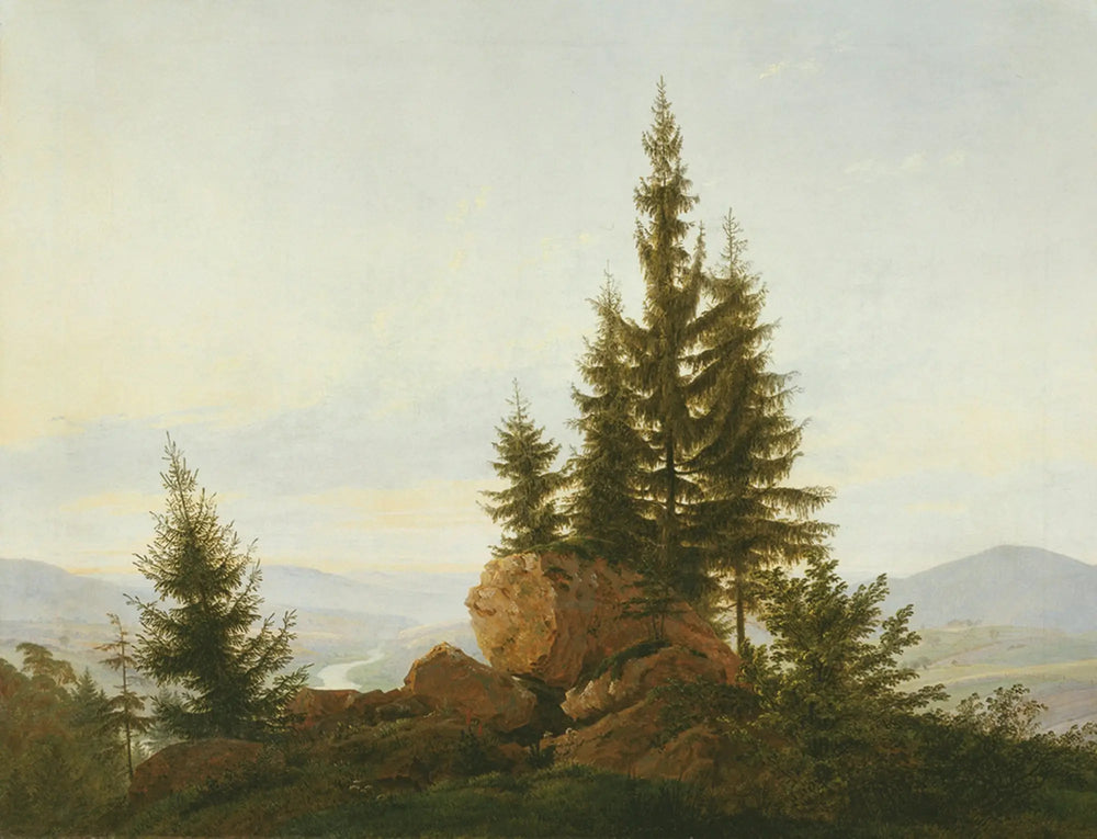 Vue de la vallée de l'Elbe - Caspar David Friedrich image 1 copie peinte à la main à l’huile