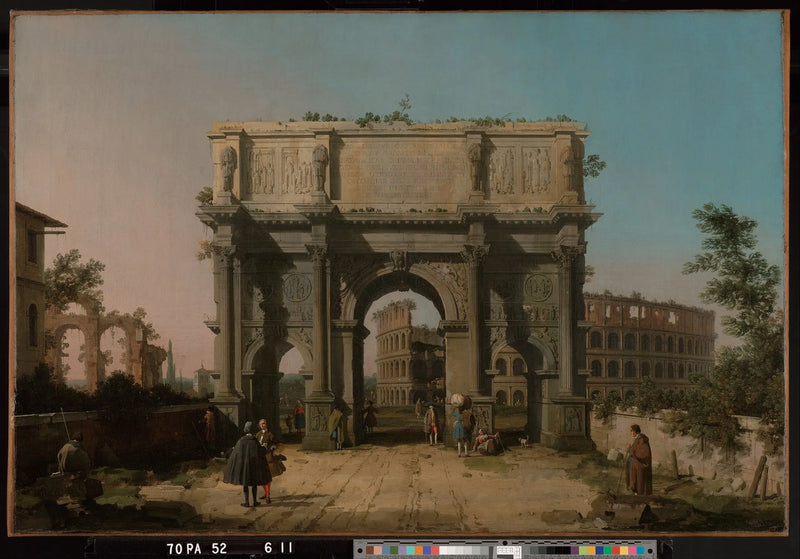 Vista del arco de Constantino con el Coliseo - Canaletto