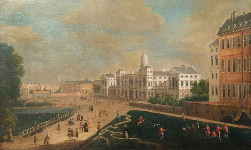 Vista de Whitehall, Nue Guardias a Caballo - Canaletto