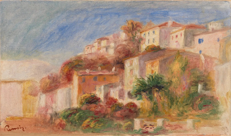Vista desde el jardín de la Oficina de Correos, Cagnes (Pueblo visto desde el jardín de la oficina de correos, Cagnes) - Pierre-Auguste Renoir