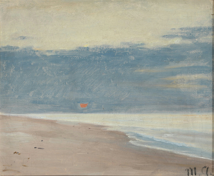 Vista desde una playa bajo el sol bajo. - Michael Peter Ancher