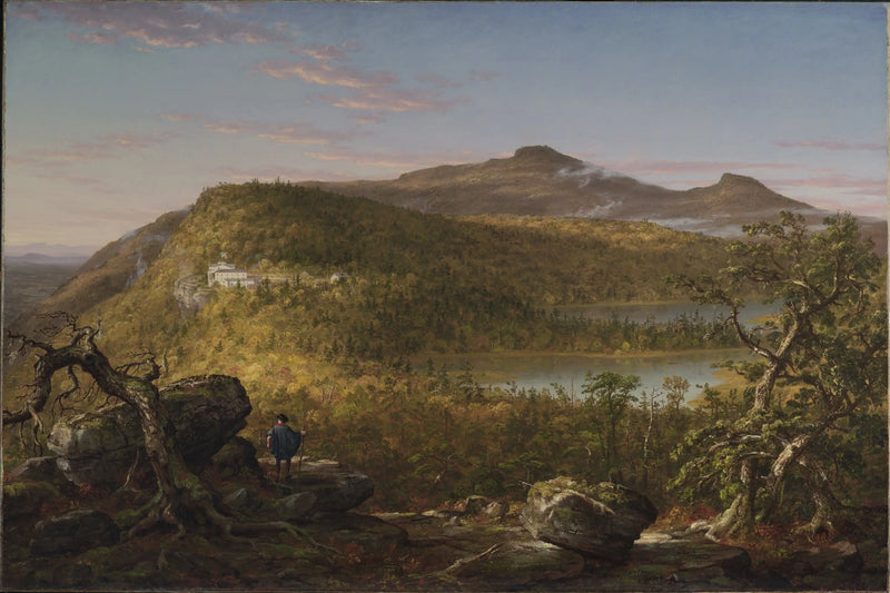 Vista de los dos lagos y Mountain House, montañas Catskill, mañana - Thomas Cole