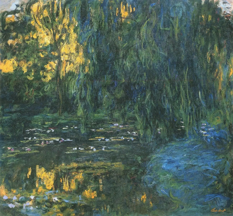 Vista del estanque de los nenúfares con sauce - Claude Monet
