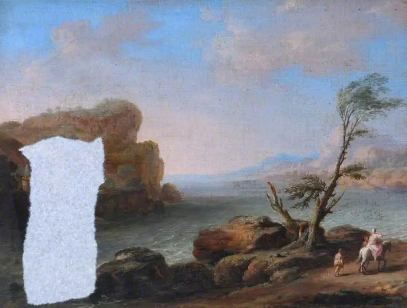 Vista del borde del mar con personajes - Claude Lorrain