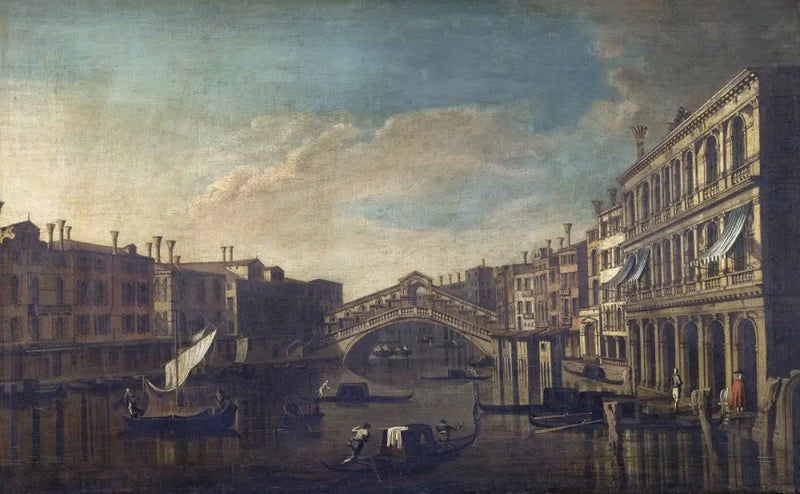 Vista del Gran Canal hacia el puente de Rialto, Venecia - Canaletto