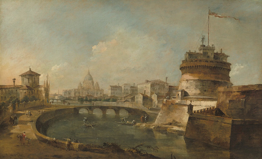 Vista fantástica del Castillo de Sant'Angelo, Roma - Francesco Guardi