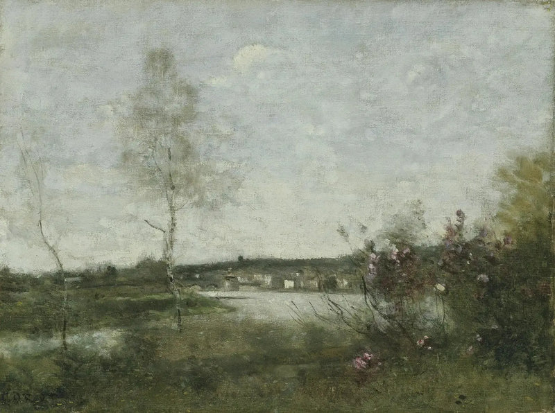 Vista lejana de Corbeil, mañana - Jean-Baptiste Camille Corot