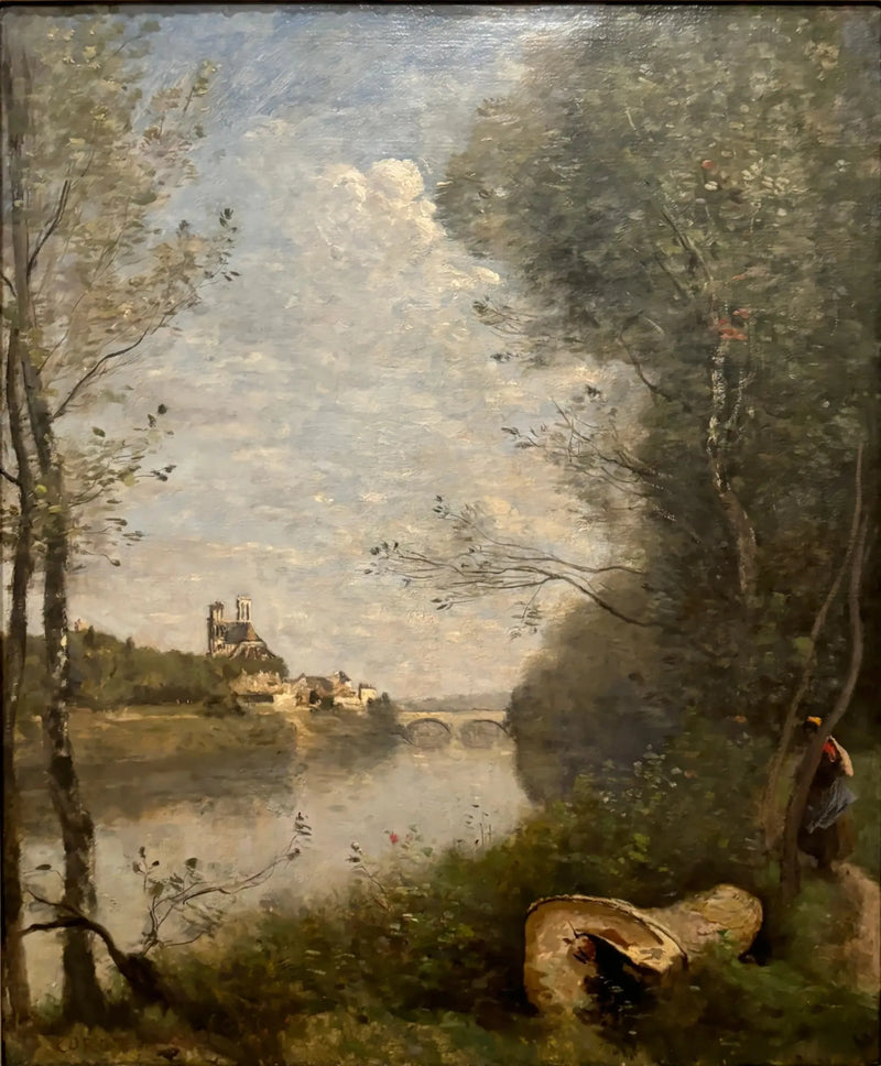 Vista lejana de la catedral de Mantes - Jean-Baptiste Camille Corot