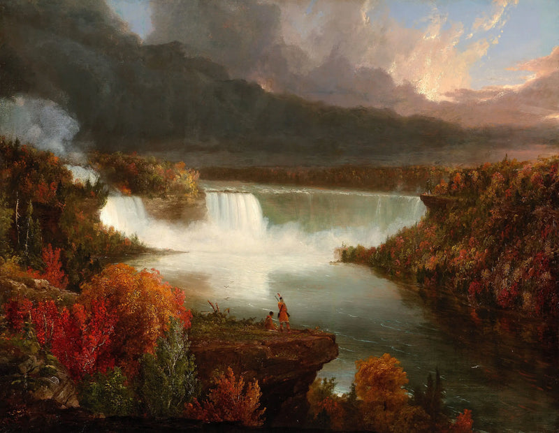 Vista lejana de las cataratas del Niágara - Thomas Cole