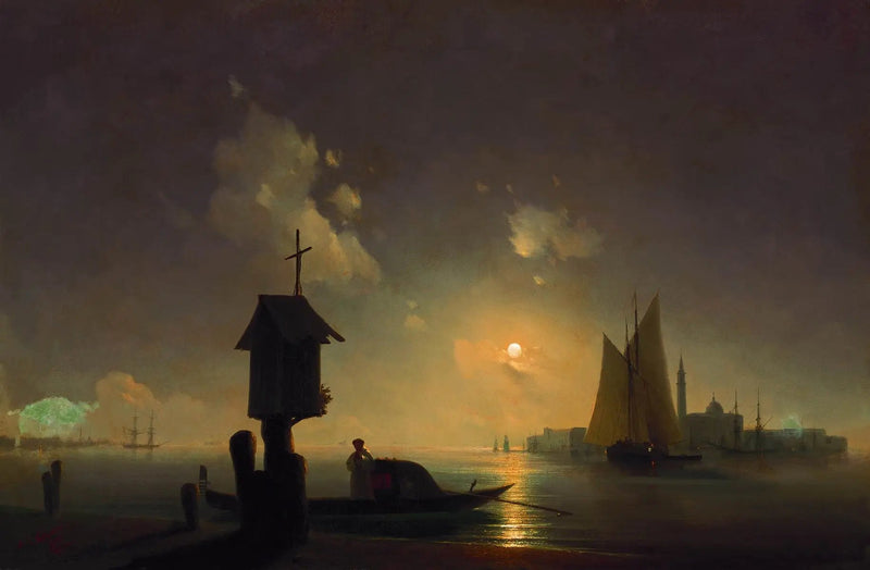 Vista al mar desde la capilla en la orilla - Ivan Aïvazovski