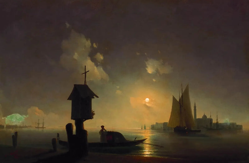 Vista al mar desde la capilla en la orilla - Ivan Aïvazovski