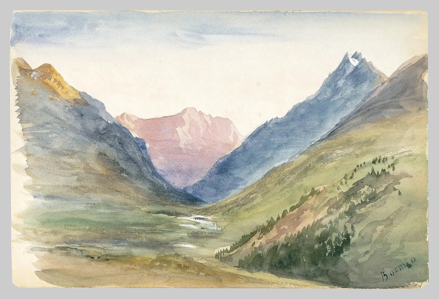 Vista de la montaña en Bormio (cuaderno de bocetos de Suiza 1869) - John Singer Sargent