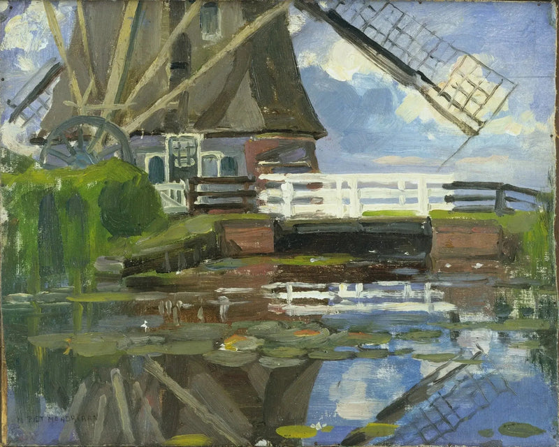 Vista truncada del molino Broekzijder en las alas Gein orientadas hacia el oeste - Piet Mondrian