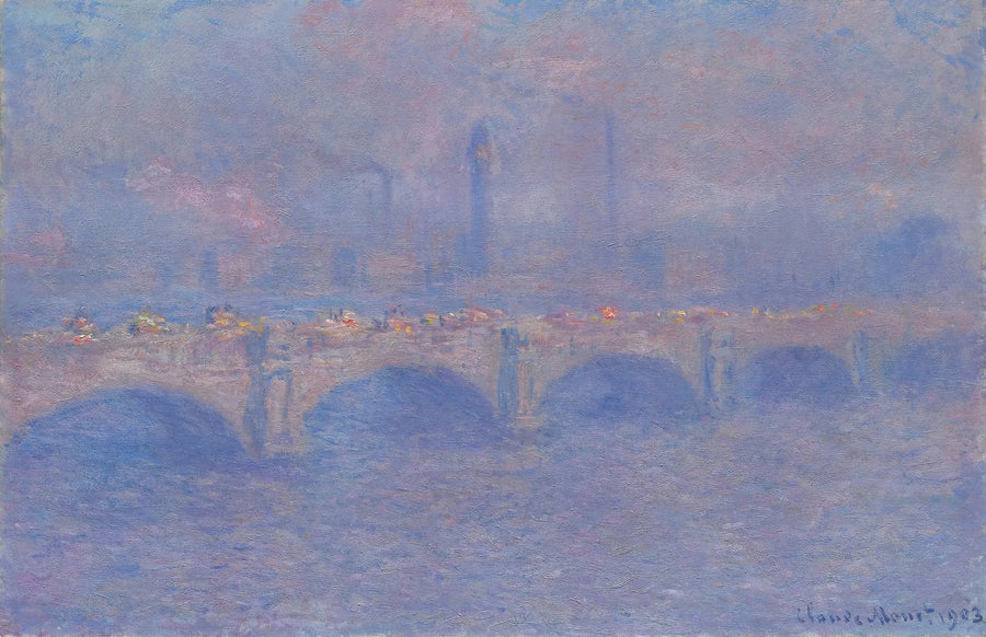 El puente de Waterloo, el efecto de la luz del sol - Claude Monet