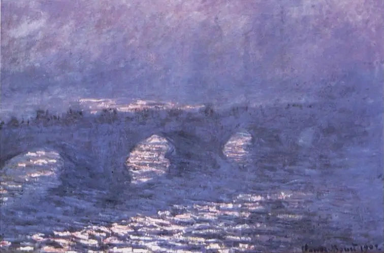 Puente de Waterloo, sol en la niebla - Claude Monet