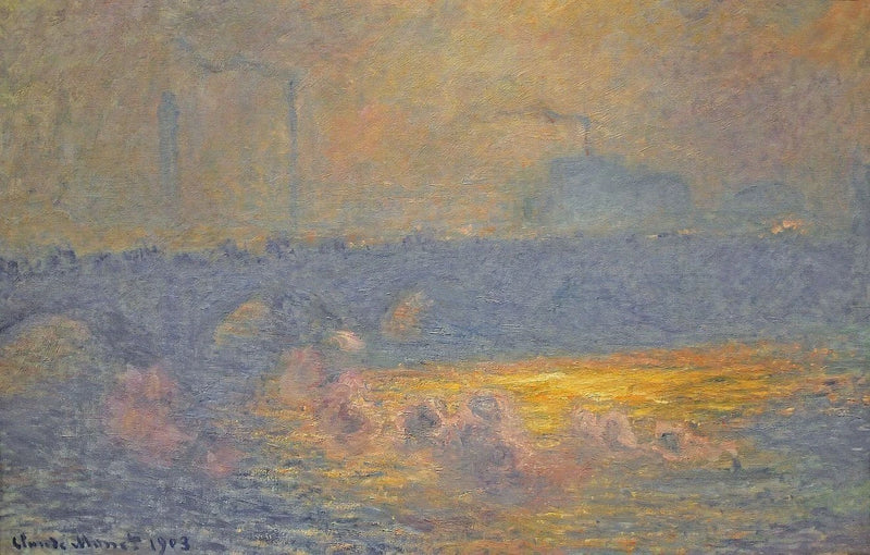 El puente de Waterloo, efecto de sol con humos - Claude Monet