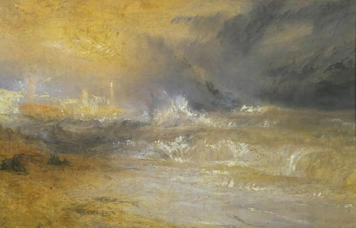 Waves Breaking on a Lee Shore at Margate (Study for ‘Rockets and Blue Lights’) - J. M. W. Turner image 1 tableau peint à l’huile sur toile
