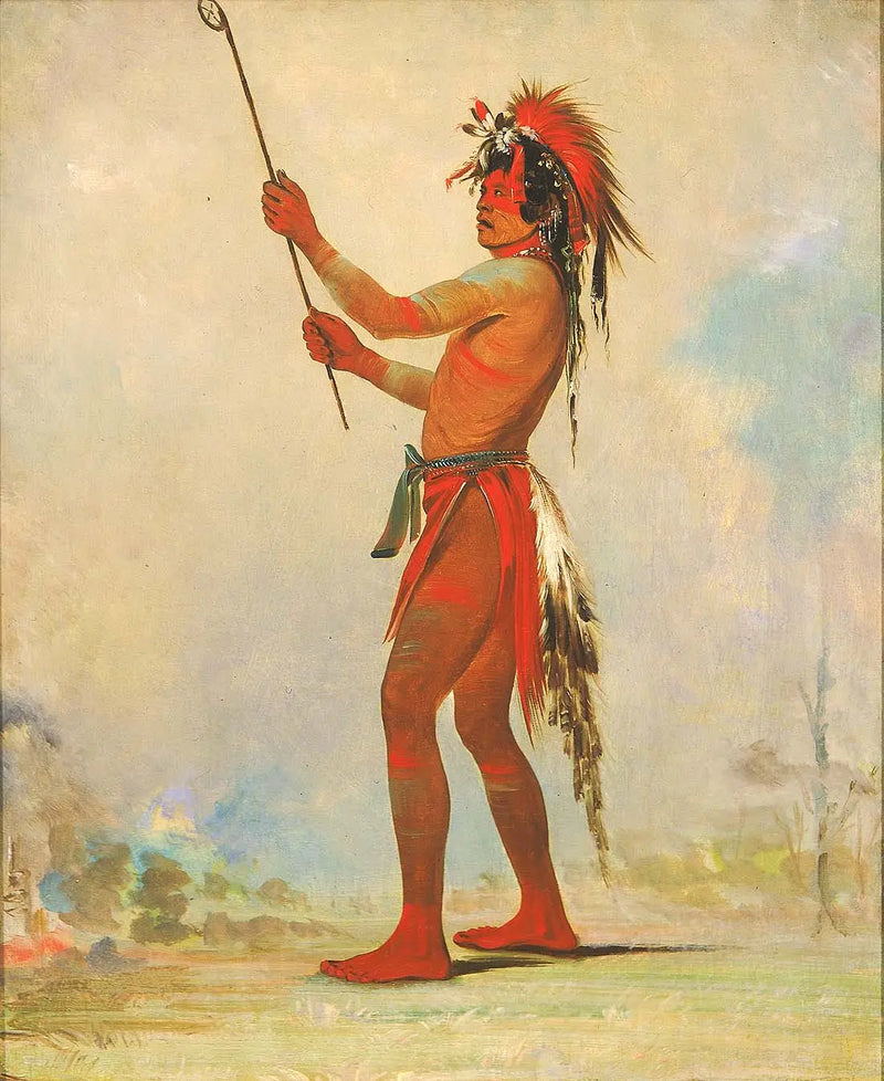 We-chúsh-ta-dóo-ta, Hombre Rojo, un jugador de pelota distinguido - George Catlin