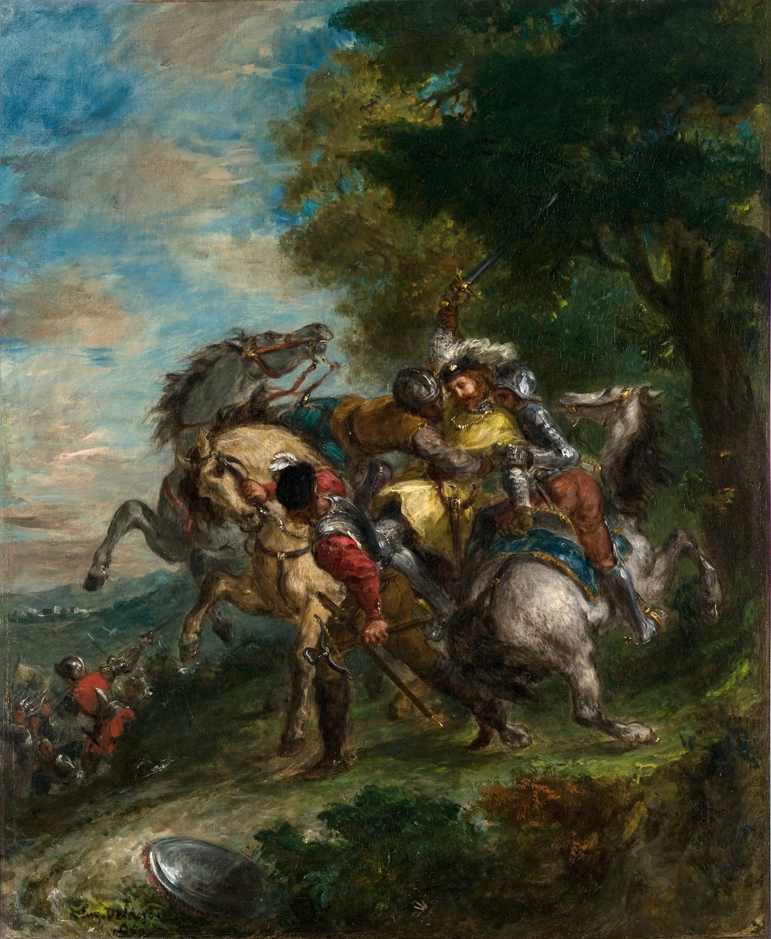 Weislingen capturé par les hommes de Götz - Eugène Delacroix image 1 reproduction de peinture à l’huile