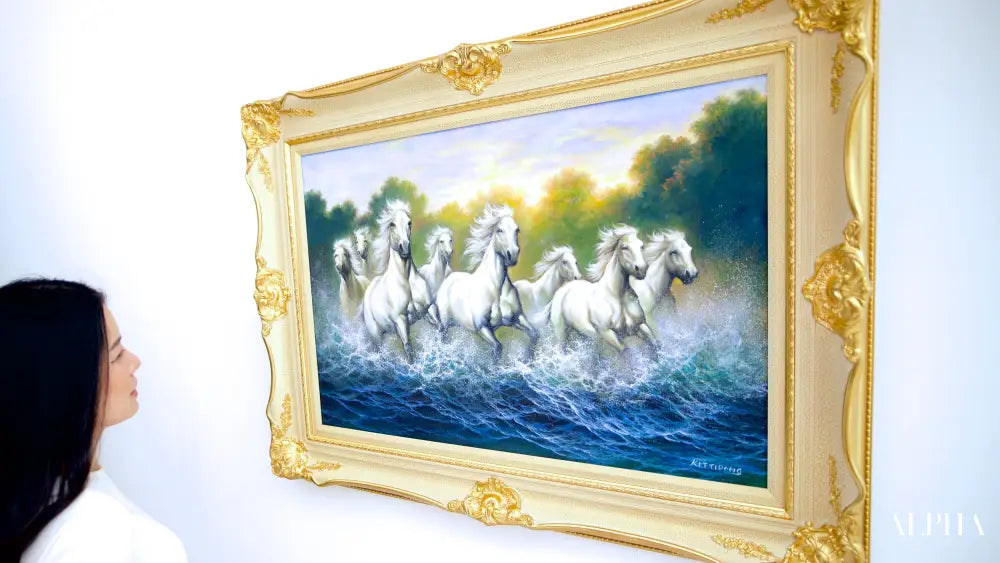 White Horses and Rivers - Kittiphong | 90 x 60 cm Reproductions de tableaux à la peinture à l’huile