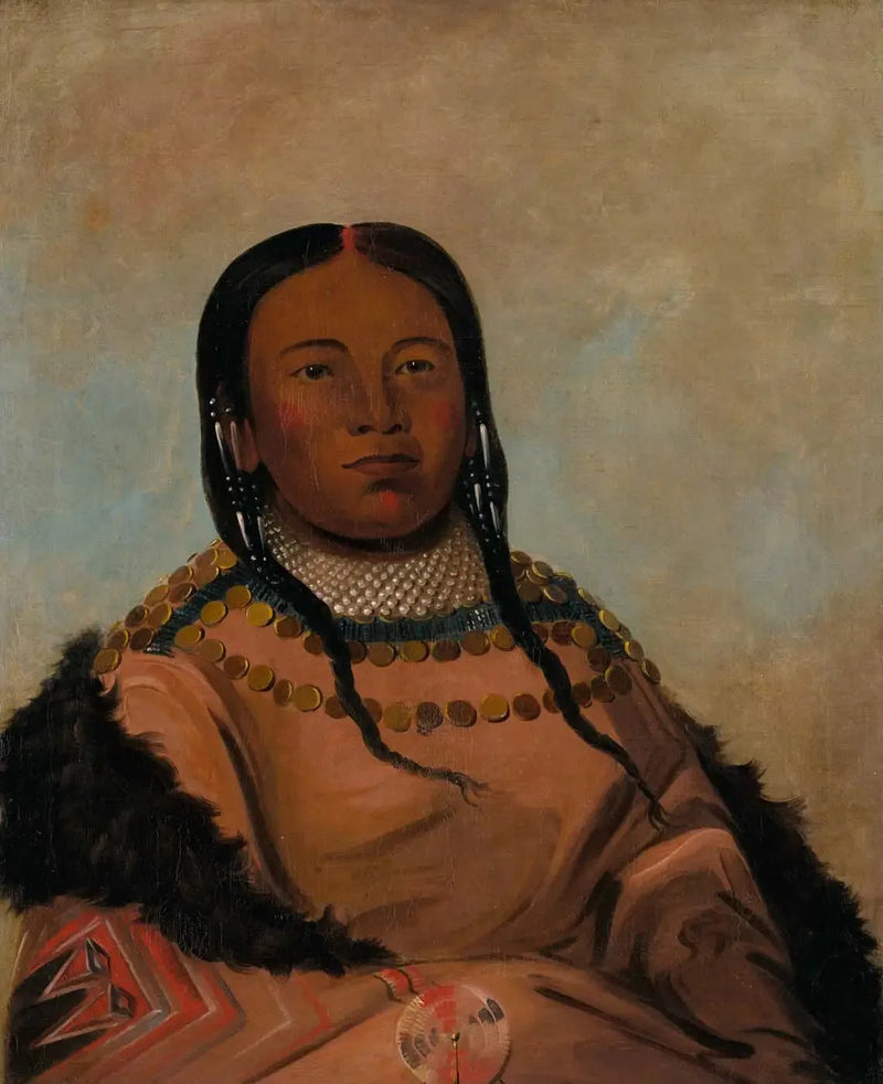 Wi-lóoh-tah-eeh-tcháh-ta-máh-nee, Rosa que toca al caminar, Hija de la Roca negra - George Catlin