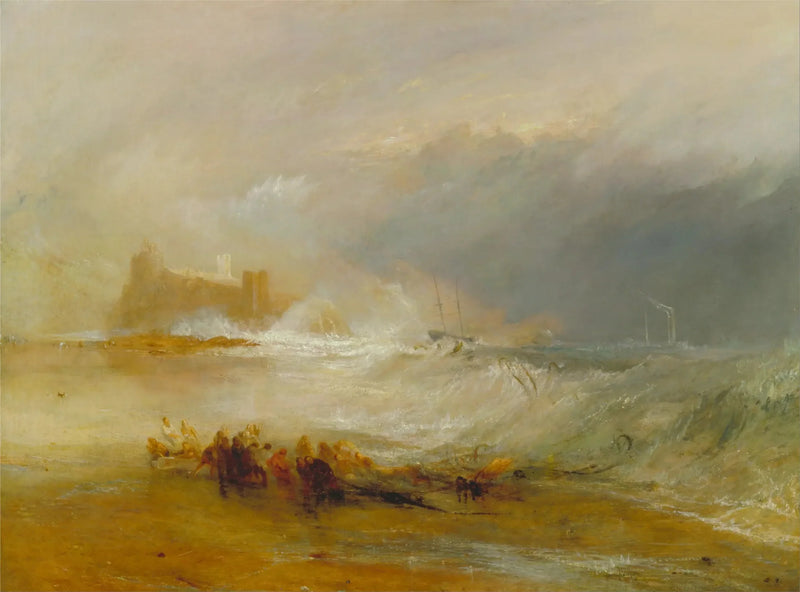 Desguazadores -- Costa de Northumberland, con un barco de vapor asistiendo a un barco en la costa - J. M. W. Turner