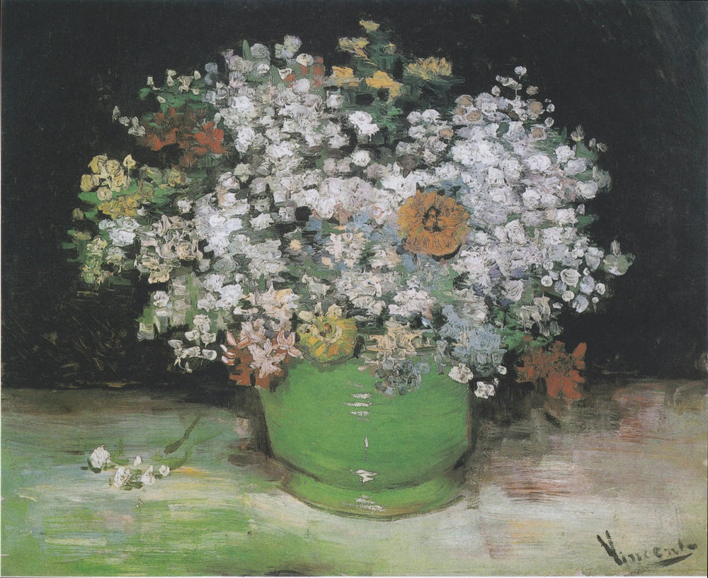 Zinnias et géraniums dans un vase - Vincent van Gogh image 1 reproduction d’œuvre d’art à l’huile
